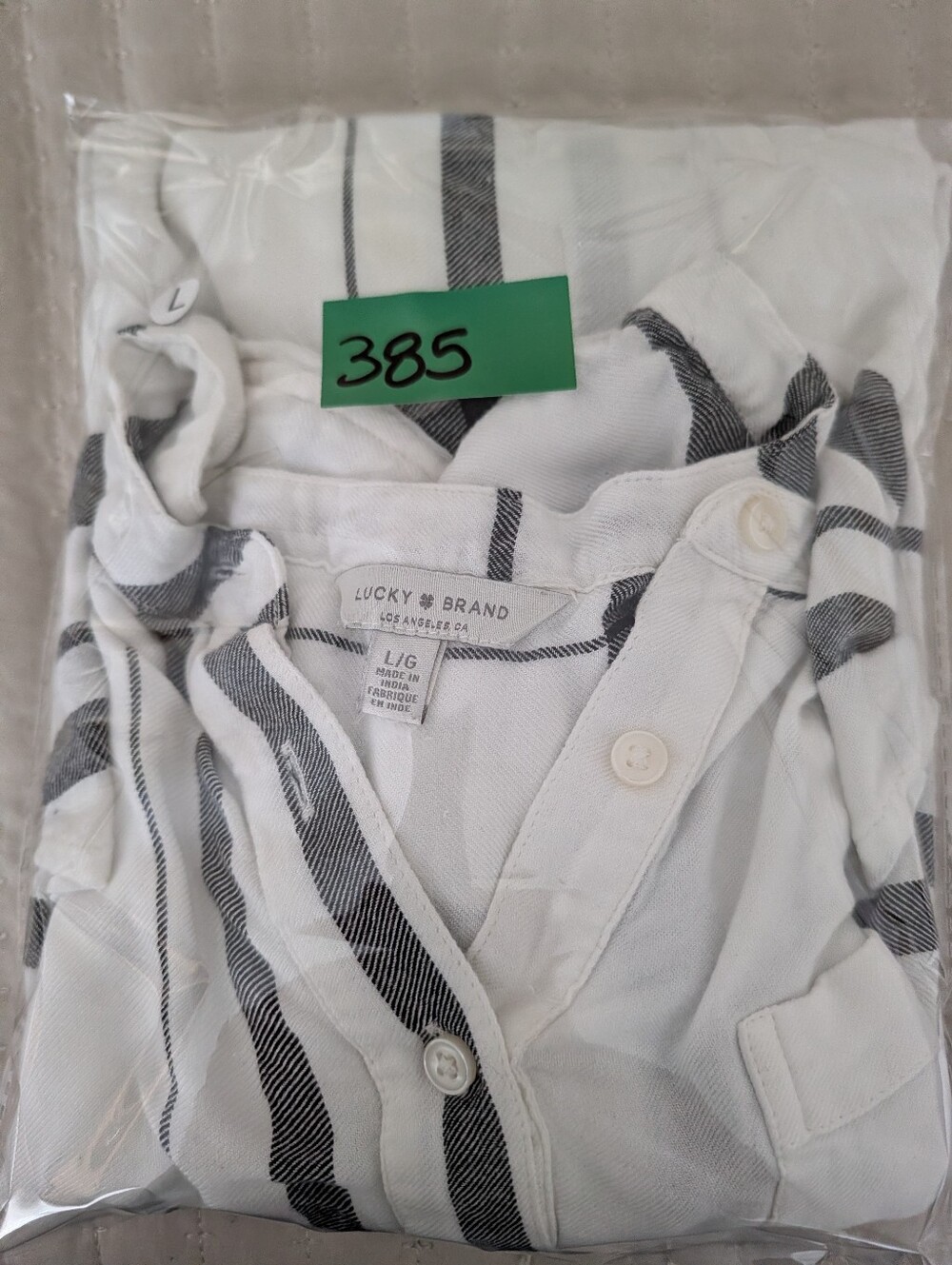 Lucky Brand White Shirt with Black Windowpane Stripes - Picture 5 of 5